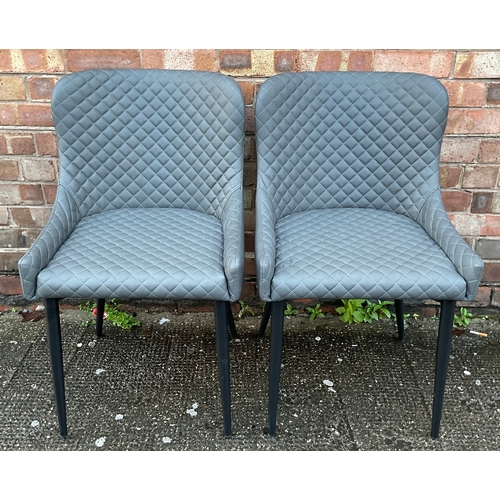 229 - SET OF 2 BENTLEY DESIGNS DIAMOND STITCH FAUX GREY LEATHER DINING CHAIRS