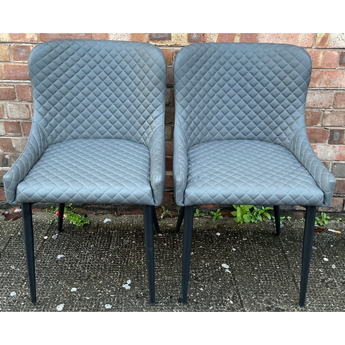 230 - SET OF 2 BENTLEY DESIGNS DIAMOND STITCH FAUX GREY LEATHER DINING CHAIRS