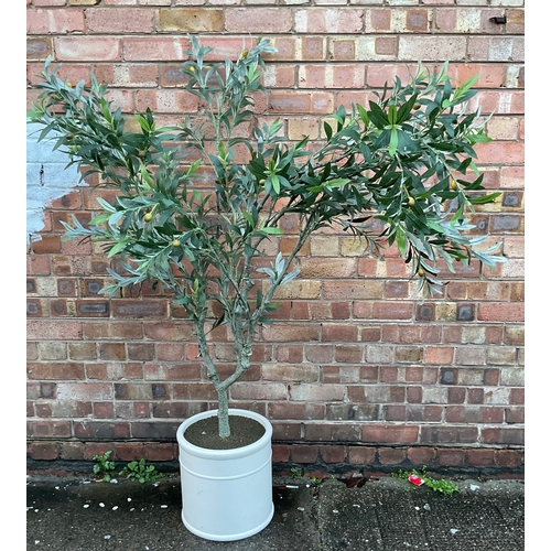 233 - 6.5ft FAUX OLIVE TREE IN FRENCH CROCK STYLE PLANTER