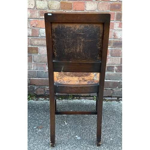 331 - A SET OF X4 REPRODUCTION CROMWELLIAN STYLE CHAIRS, LEATHER SEATS AND BACKS WITH STUDDED TRIM ON TURN... 