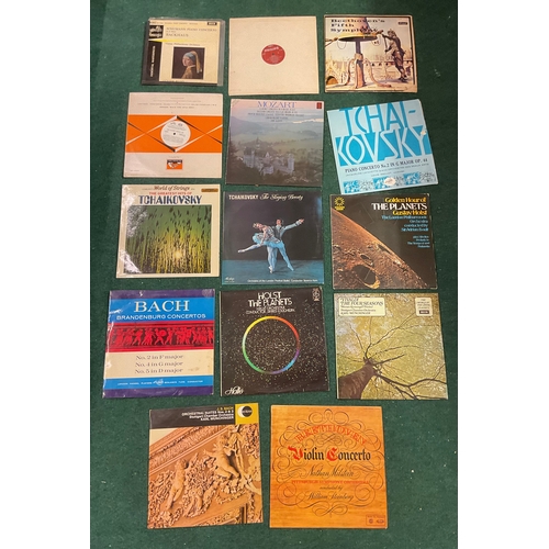 348 - X14 VARIOUS CLASSICAL RECORDS INCL, MOZART, BEETHOVEN, TCHAIKOVSKY, BACH, VIVALDI, WOLST ETC……