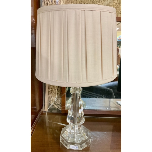414 - HEAVY GLASS TABLE TOP LAMP WITH SHADE