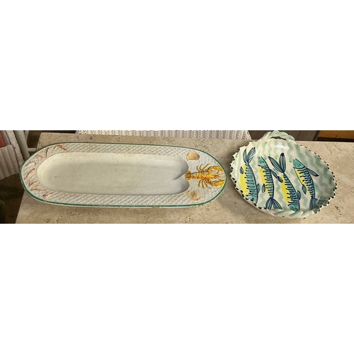 429 - VICTORIAN LOBSTER DISH WITH KEY MARK TO BASE TOGETHER WITH CRAIL FISH DISH