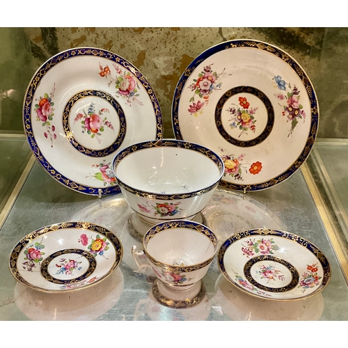 444 - 2X COALPORT DISHES (POSSIBLY JOHN ROSE) HAND PAINTED WITH FLORAL PATTERNS 23.5CM D. BOWL (16.5CM) AN... 