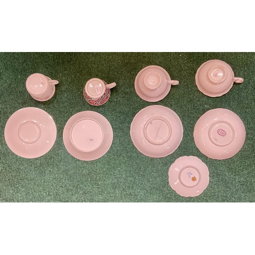 473 - SMALL COLLECTION OF ANTIQUE BONE CHINA CUPS AND SAUCERS INCL, THOMAS GOODE OF LONDON, ROSE PATTERNED... 
