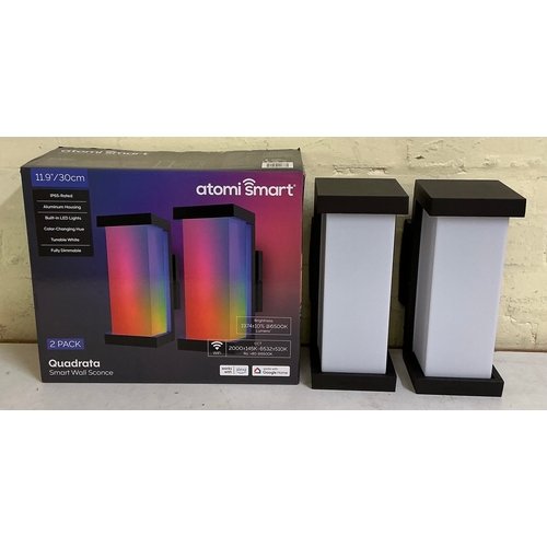 1 - BOXED SET OF 2 ATOMI SMART ‘QUADRATA’ WALL SCONCE LIGHTS WORKS WITH GOOGLE HOME/ALEXA