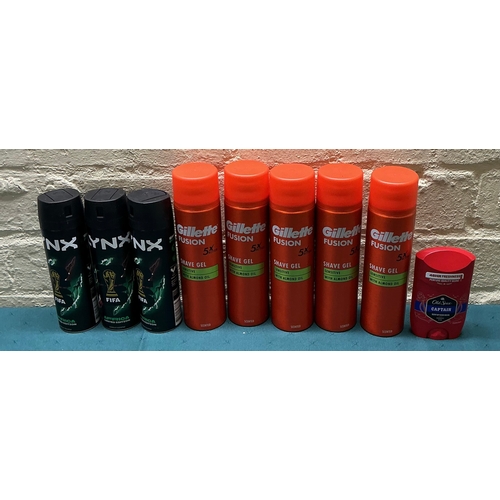 17 - 5x 200ML GILLETTE FUSION 5 SHAVE GEL, 3X 200ML LYNX AFRICA AND A 50ML OLD SPICE CAPTAIN ROLL ON