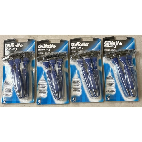 18 - Set of 4 - 5 pack Gillette Mach 3 disposable razors - a/new