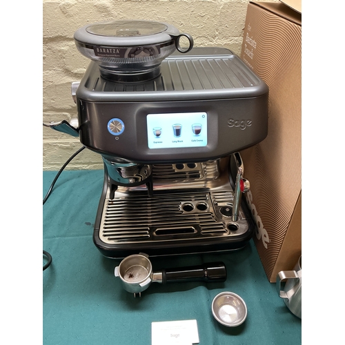 60 - BOXED SAGE THE BARISTA TOUCH IMPRESS PUMP COFFEE MACHINE WITH PORTA FILTA, 2 FILTA BASKETS, MILK JUG... 