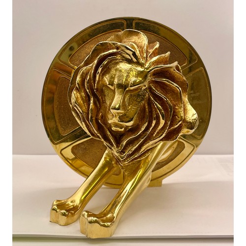 296 - AN ARTHUS-BERTRAND HEAVY GILT BRONZE CANNES LIONS TROPHY AWARD FOR 2007, 16CM DIAMETER