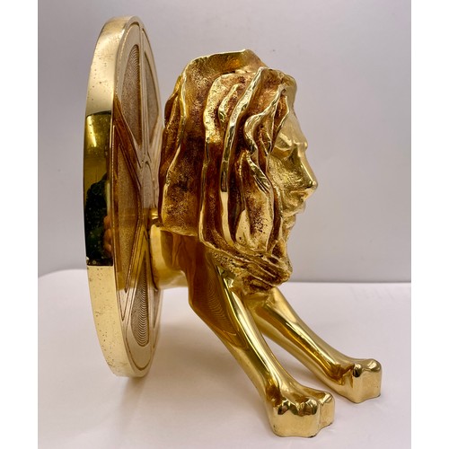 296 - AN ARTHUS-BERTRAND HEAVY GILT BRONZE CANNES LIONS TROPHY AWARD FOR 2007, 16CM DIAMETER