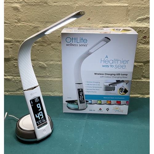 2 - BOXED OTTLITE WELLNESS SERIES WIRELESS CHARGING LED LAMP WITH COLOUR CHANGING BASE - WHITE