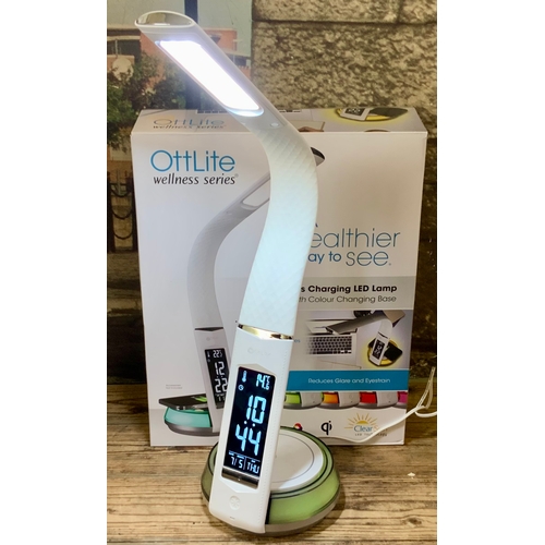 3 - BOXED OTTLITE WELLNESS SERIES WIRELESS CHARGING LED LAMP WITH COLOUR CHANGING BASE - WHITE
