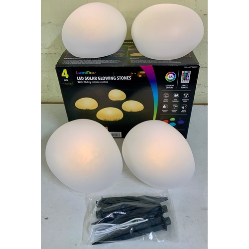 7 - BOXED SET OF 4 LUMIROX LED SOLAR MULTICOLOUR GLOWING STONES