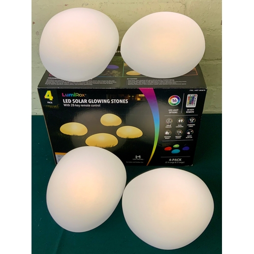 6 - BOXED SET OF 4 LUMIROX LED SOLAR MULTICOLOUR GLOWING STONES