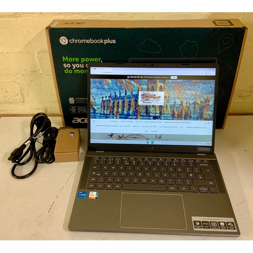14 - BOXED 14” HP CHROMEBOOK PLUS 514 LAPTOP WITH CHARGING CABLE. SPECS: INTEL I5 CPU, INTEL IRISXE GRAPH... 