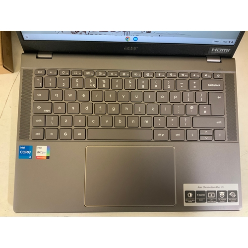 14 - BOXED 14” HP CHROMEBOOK PLUS 514 LAPTOP WITH CHARGING CABLE. SPECS: INTEL I5 CPU, INTEL IRISXE GRAPH... 
