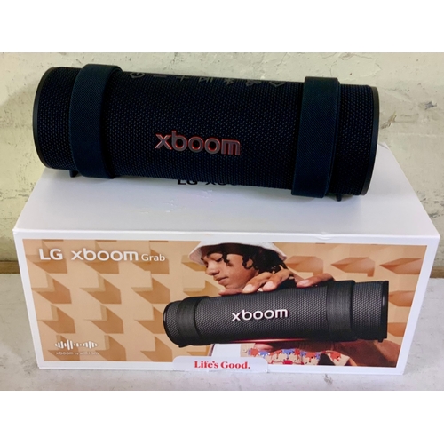 18 - BOXED LG XBOOM GRAB PORTABLE BLUETOOTH SPEAKER WITH CHARGING CABLE