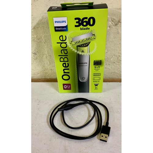 27 - BOXED PHILLIPS 360 ONE BLADE 5 IN 1 ADJUSTABLE COMB, BODY KIT ETC WITH CHARGING CABLE - BOX SEALED