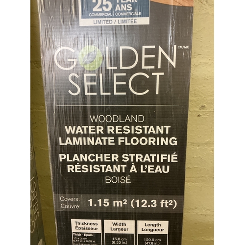 56 - 3 PACKS OF GOLDEN SELECT WATER RESISTANT LAMINATE FLOORING EACH PACK COVERS 1.15 M2 12MM THICK WITH ... 