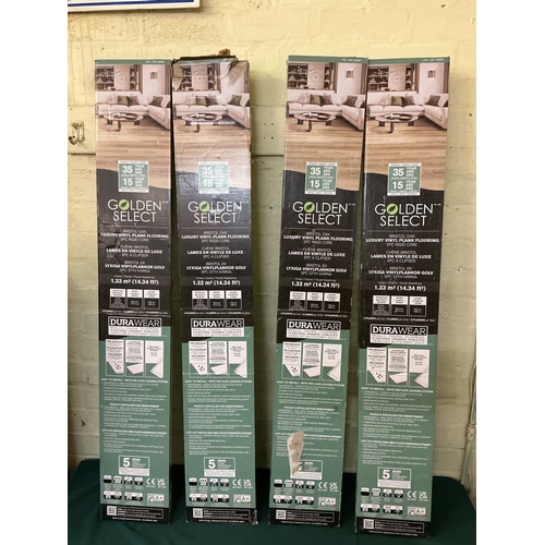 57 - 4 PACKS OF GOLDEN SELECT WATERPROOF LUXURY VINYL PLANK FLOORING EACH PACK COVERS 1.33 M2 12MM THICK ... 