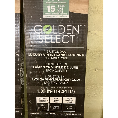 57 - 4 PACKS OF GOLDEN SELECT WATERPROOF LUXURY VINYL PLANK FLOORING EACH PACK COVERS 1.33 M2 12MM THICK ... 