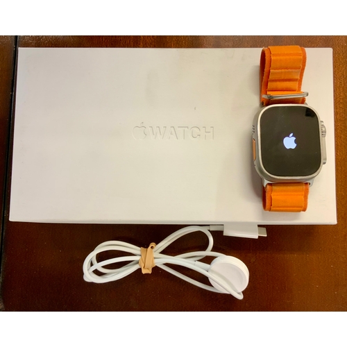 15A - BOXED APPLE WATCH ULTRA 49MM IN TITANIUM CASE WITH ORANGE ALPINE LOOP COMES WITH CHARGING CABLE - NO... 