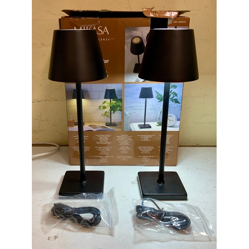 4 - BOXED SET OF 2 MIKASA HOMETOUCH CONTROL RECHARGABLE LED LAMPS IN MATT BLACK