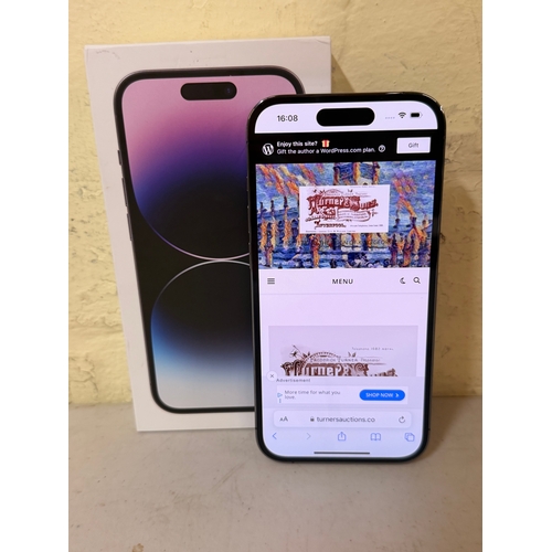 7 - BOXED IPHONE 14 PRO 256GB IN DEEP PURPLE WITH CHARGING CABLE - NOT LINKED TO ACCOUNT S/N: C2KXRM2T7K