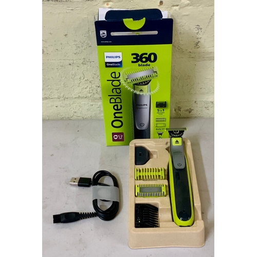 34 - BOXED PHILLIPS ONE BLADE 360 WITH 2 BLADES, BODY KIT, 5 IN 1 ADJUSTABLE COMB AND CHARGING CABLE.