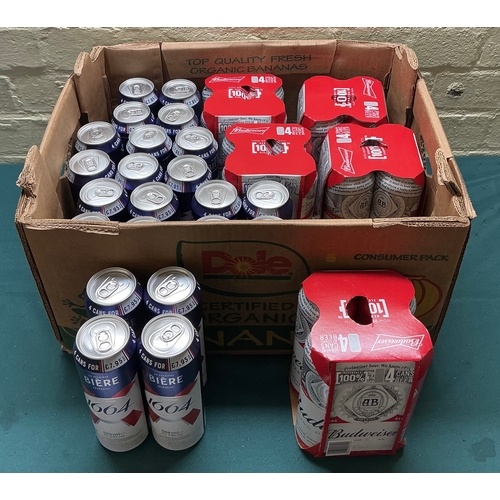 39 - BOX OF MIXED BEER AND LAGER INCLUDING KRONENBOURG 1664 AND BUDWEISER