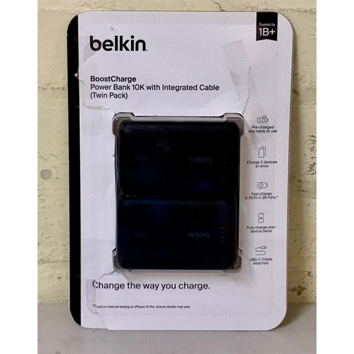 18 - PACKAGED SET OF BELKIN 20W PORTABLE POWER BANKS WITH BUILT IN TYPE C CHARGING CABLE IN BLACK