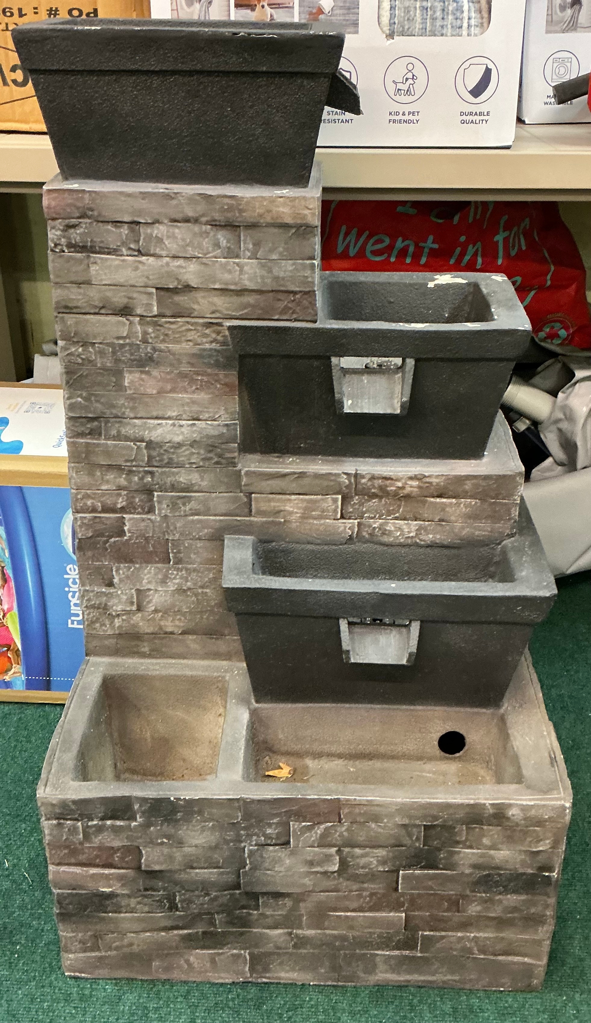 34.5” BRICK TIERED OUTDOOR ELECTRIC FOUNTAIN WITH LEDS AND BUILT IN ...