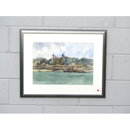 9128 - MATT BRUCE (1915-2000) A framed and glazed watercolour depicting The Tower of London. Signed bottom ... 