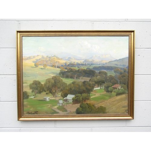 9148 - ERNEST WILLIAM BUCKMASTER (Australian 1897-1968) A framed oil on canvas, 'Cathedral Mount, Buxton, V... 