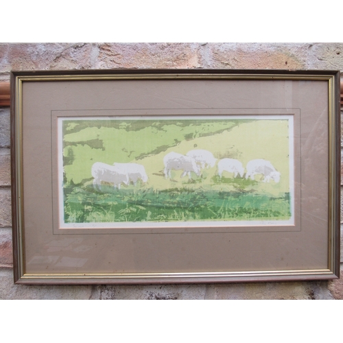 9157 - ENA MORRIS (XX) Two pencil signed prints - 'Sunrise' depicting sheep grazing, 21cm x 44cm and 'Butte... 