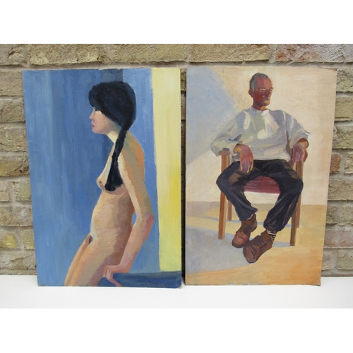 9205 - JILL JACKSON (b.1935 - Norfolk & Norwich Art Circle) Two unframed acrylics on board, female nude por... 