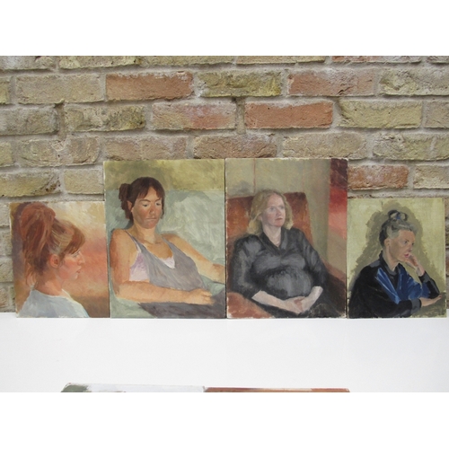 9206 - JILL JACKSON (b.1935 - Norfolk & Norwich Art Circle) Six acrylic portrait studies on board, unframed... 