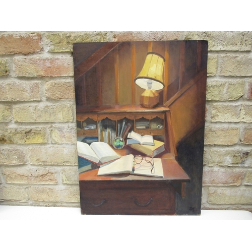 9207 - JILL JACKSON (b.1935 - Norfolk & Norwich Art Circle) Two acrylics on board, interior scenes of the a... 