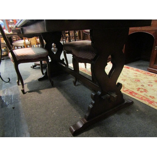 1028 - A modern mahogany draw-leaf dining table, 197cm long extended x 84cm wide    (E) £8-15 BB