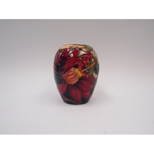 1446 - A Moorcroft Hartgring pattern vase by Emma Bossons, 9cm tall, boxed