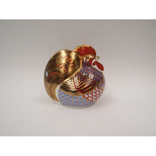 1453 - A Royal Crown Derby paperweight Cockerel, silver stopper, boxed    (R) £30