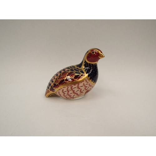 1454 - A Royal Crown Derby paperweight Partridge 1115/4500, gold stopper, boxed, with certificate