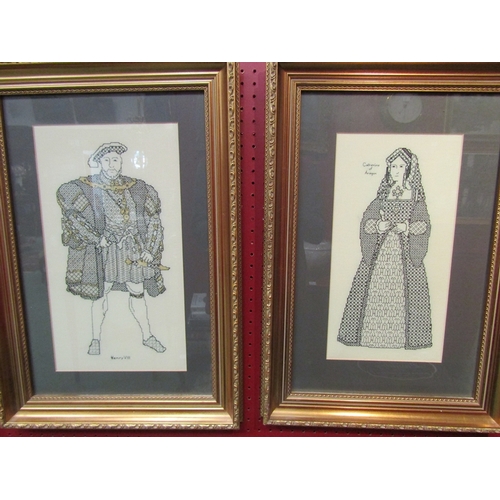 75 - A pair of modern tapestries of Henry VIII and Catherine of Aragon both framed and glazed            ... 