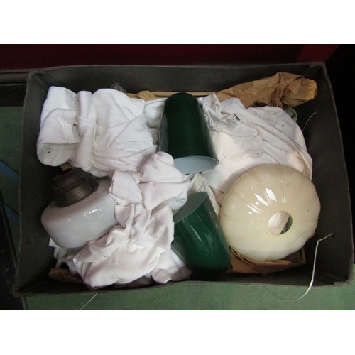 37 - A box containing various glass lamp shades, box named 