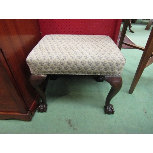 215 - A George III style mahogany stool the needlepoint seat over ball in claw cabriole legs    (R) £35