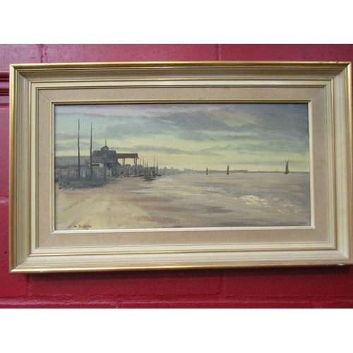 120 - R.DOBSON: Three paintings depicting sea and pond scenes, each framed and signed