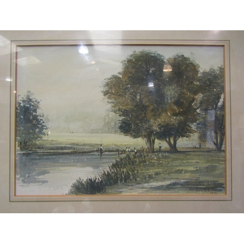 120 - R.DOBSON: Three paintings depicting sea and pond scenes, each framed and signed