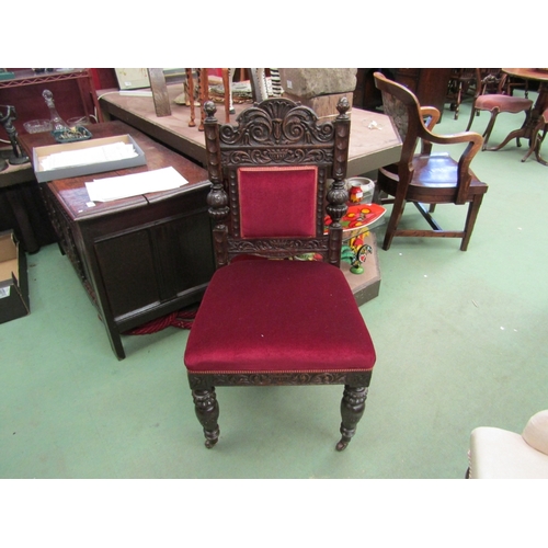 5 - A late Victorian carved oak chair with Grecian bowl and acanthus leaf decoration the turned fore leg... 