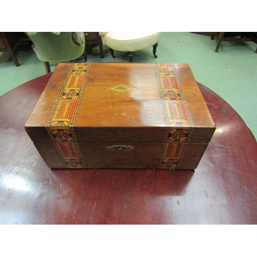 105 - An Edwardian sewing box with parquetry detail